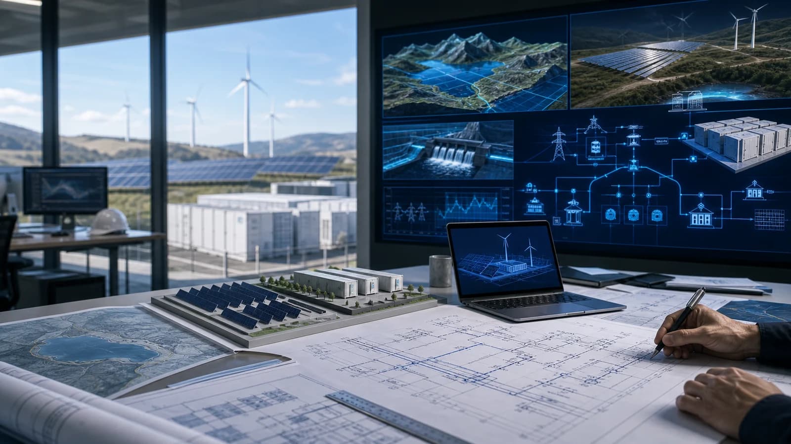 Energy engineering design studio with renewable generation, storage and grid planning models.